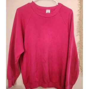 Vintage Blank Crewneck Sweatshirt Hot Pink Ladies Fruit of the Loom Size XL